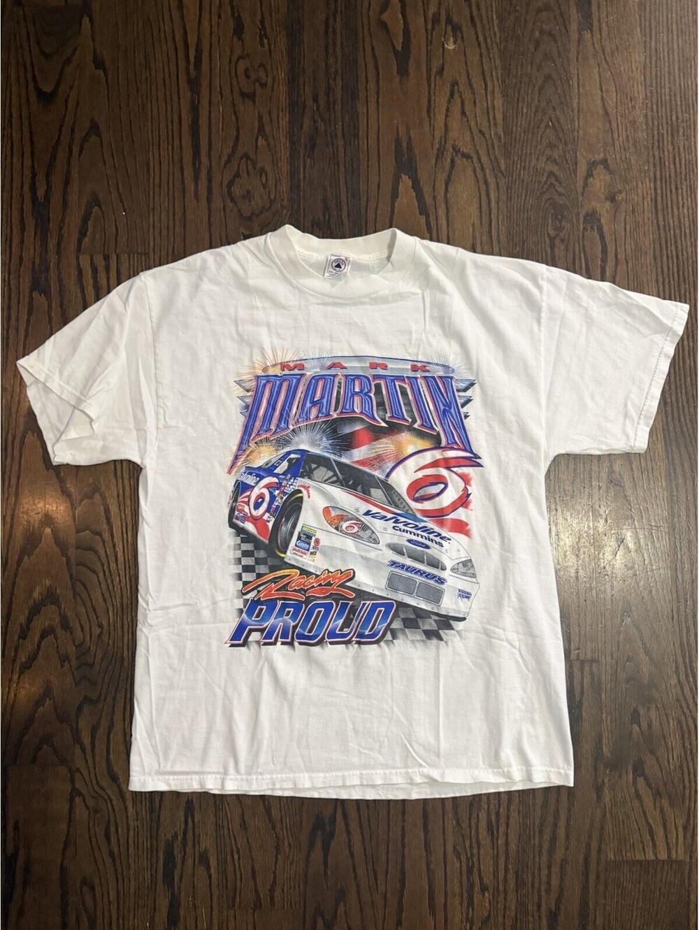 Vintage 90s NASCAR Mark Martin Valvoline Racing T Shirt XL Double Sided Delta